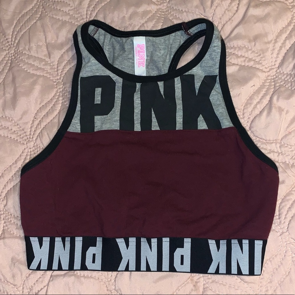 PINK maroon sports bra